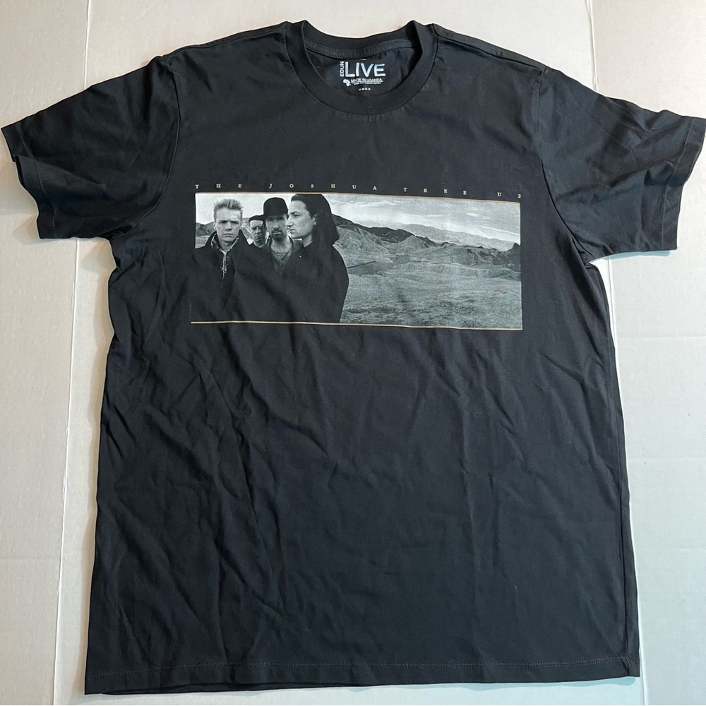 U2 T-Shirt XL Tour 2017 Black 2-Sided Cotton Uganda Joshua Tree 6/20/17 Tagless